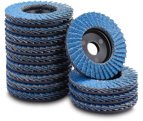 MOGRQAP 12 Stück 50mm Fächerscheiben, Feine Oberfläche Fächerscheibe 60 Korn Winkelschleifer Chleifmopteller Schleifscheiben Flap Disk für Metall Holz Stahl