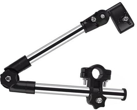 MOLUCKFU Verstellbarer Schirmhalter aus Edelstahl mit Rad für Rollstuhl Handsfree Sonnenschirm Befestigungshalterung in Schwarz für Outdoor Aktivitäten