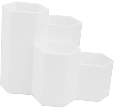DOITOOL 1 Stück Sechseckiger Stifthalter Multifunktionaler Stifthalter Desktop-stift-organizer Container Schreibwaren Sechseckiger Make-up-pinselhalter Inhaber Veranstalter Plastik Pp Weiß