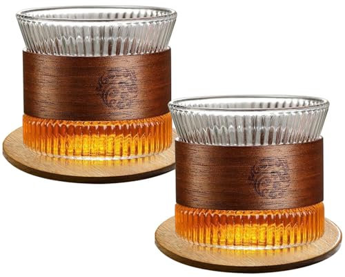 Set di tazze da caffè espresso, 170 ml, bicchieri da cappuccino, con sottobicchiere in legno, set di tazze da caffè trasparente, per latte macchiato, set di tazze per tè, moka, cappuccino (set da 2)