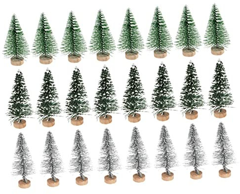 GARVALON Kleiner Weihnachtsbaum Aus Kunststoff Und PVC 6,5cm Dekorativer Tischbaum Für Weihnachtslandschaften Und Bastelprojekte 24 Stück Bunt Gemischt