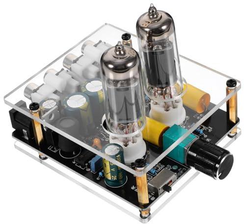 GALPADA Préamplificateur à Tubes 6k4/6a2 HiFi pour Platine Vinyle, DIY Audio, Alimentation Dc12-16v, Amplificateur à Tubes pour Home Cinéma, Audio Vintage, Design Compact Noir