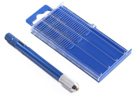 Blue Pin Vise Hand Drill with 20 Piece Drill Bits for Models