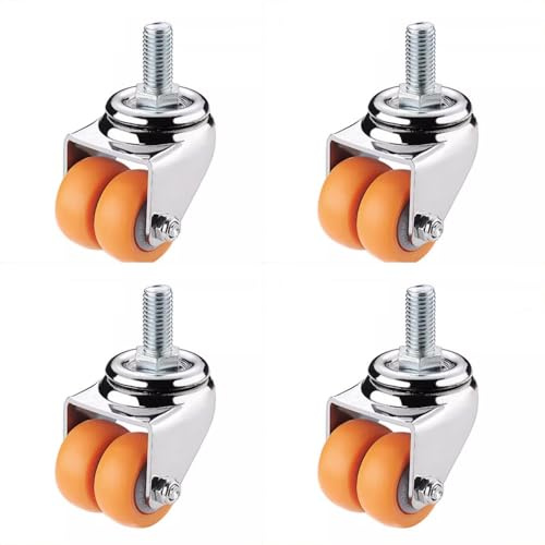 Dijateman Möbelrollen 4er-Se mit Gewindestift M12*25mm Silent Lenkrolle, Gewinde Möbelrollen, Rollen Nylon Schwerlast für Kleingeräte Und Kleinmöbel(Swivel)