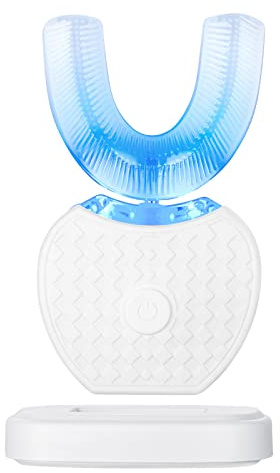 Cepillo de dientes automático ultrasónico, cepillo de dientes eléctrico 360 ° totalmente automático ultrasónico impermeable IPX7 AI función de almacenamiento automático Blu-ray blanqueamiento