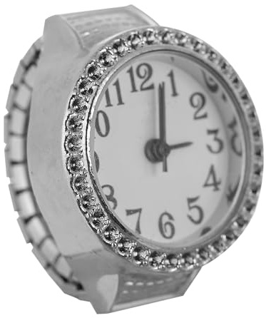 Kleiner Fingeruhr Ringuhr mit Rundem Zifferblatt aus Metall, Silber