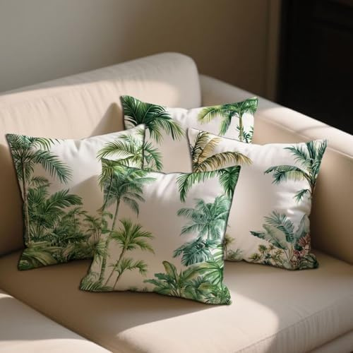 Piante Tropicali Cuscini da Esterno Impermeabili 65x65 cm Federe Cuscini Albero Decorativi Copricuscini Set da 4 Impermeabili Velluto Copricuscini per Giardino Esterno Balcone Decor Regalo b-1170