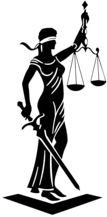 Bufete de abogados Tribunal legislativo Diosa Justicia Escalas Calcomanías de vinilo para murales y paredes 28x57.5cm Se puede modificar y añadir información Negro