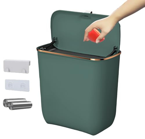 Generico Wandkorb, Türkorb mit Deckel, platzsparender Kompostbehälter mit Beutel, für Badezimmer, Schlafzimmer, Camping