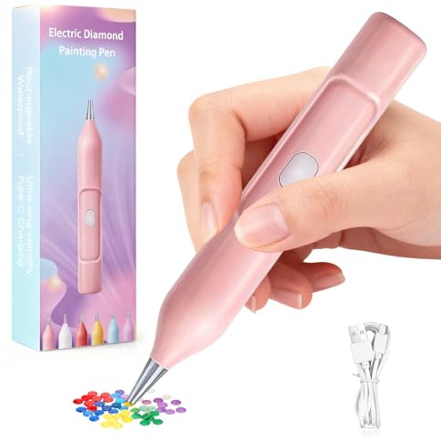 Lápiz eléctrico para pintura de diamante con bomba de vacío, bolígrafo inalámbrico para pintura de diamantes, accesorio de pintura de diamantes, carga rápida USB-C, fácil y rápida, ideal para adultos