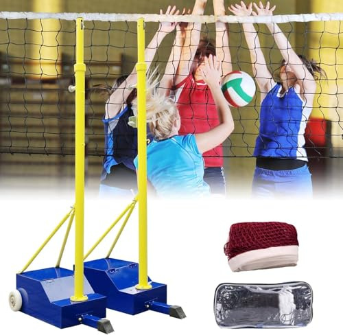Filet De Volley-Ball/Badminton pour Jardin, Support De Volley-Ball Portable Et Robuste avec Roues Et Filet Amovibles, Hauteur Réglable De 1,55 M à 2,1 M, pour Jardin, école, Adultes, Enfants, Stade