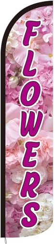 Mindsoft 2.5 x 12 ft Flowers Feather Flag Only - Windless Single-sided Printing Feather Flag Outdoor Business Advertising Banner, NO POLE(Light Pink)