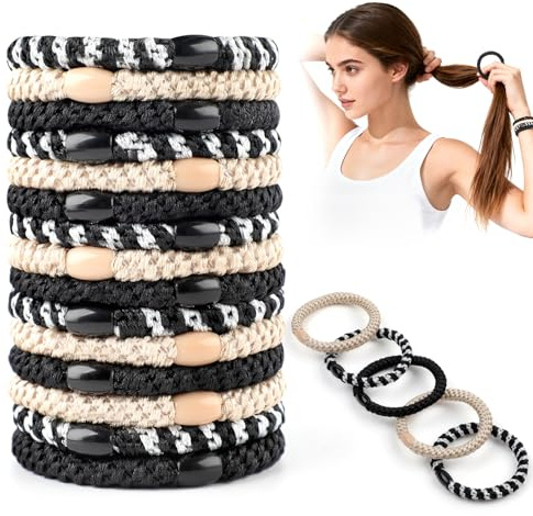 Kiiwah Gomas Pelo para Mujer y Niñas, 15 Unidades de Moda Gomas para el Pelo, Coleteros Trenzados Multicolor, Elásticas Hair Ties para Cabello Grueso, Liso y Rizado (5 Colores Disponibles)
