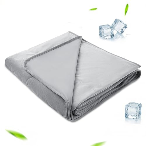 Winthome Kühldecke Wendesign Stromfreie Kühlung Q-Max>0.4 | Sommerdecke Weich Atmungsaktiv Keine Hitzestauung, Cooling Blanket Lindert Hitzewallungen&Nachtschweiß, OEKO (Grau,220x240cm)