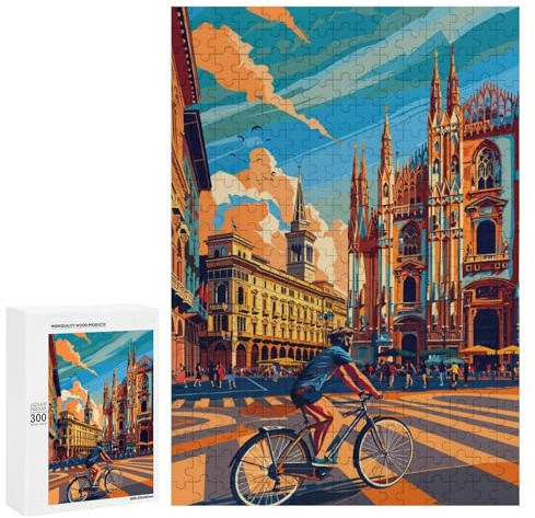 Rätsel Für Erwachsene 300 PCS Cycling in Milan Rätsel Für Erwachsene Familienspiele Stressabbau Einzigartige Geburtstags 300 PCS