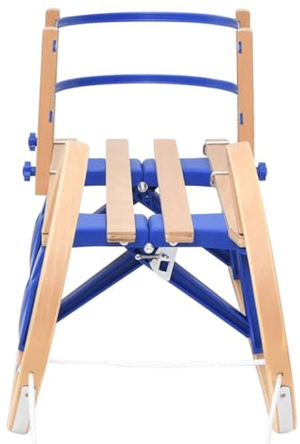 Trineo plegable con respaldo de 110 cm, trineo de madera plegable para niños con cuerda de tracción y patines de metal, juguete de invierno para nieve