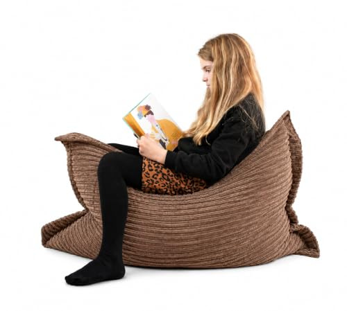 MaxiBean Kids Beanbag Chair Garden Bean Bag Childrens Bedroom Outdoor Water Resistant Floor Cushion 6 Positions (Chocolate Brown Cord)
