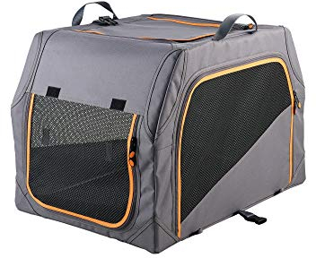 HUNTER faltbare Hundebox mit Aluminium-Gestell, Farbe: anthrazit/orange, faltbar & leicht, Alu-Gestell, Mesh-Fenster, waschbare Liegematte, Größe: M