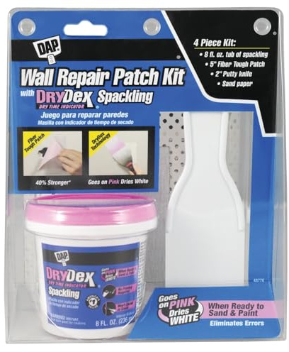 DAP DryDex Spackling Wall Repair Patch Kit, with Pink/White Dry Time Indicator, 8 Oz (7079812345)