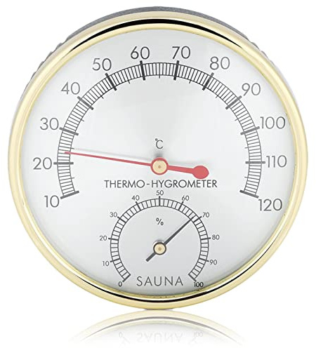 Dioche Sauna Thermometer, Metallzifferblatt Innen-Thermometer Hygrometer Hygro Saunaraum Zubehör