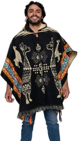 Alpaca Land, Poncho fatto a mano in lana di alpaca ecuadoriana, taglia unica