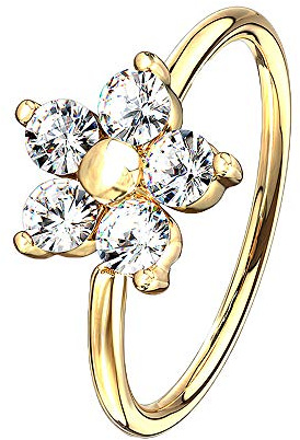 Piercingfaktor Septum Nase Ohr Continuous Ring Piercing Biegbar Blume mit Kristall
