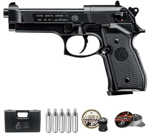 Pistola de balines Beretta M92 FS Negra CO2 | Arma de Aire comprimido semiautomática para perdigones Calibre 4,5mm