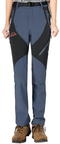 YSENTO Damen Outdoor Wanderhose Wasserdicht Softshellhose Fleece Gefüttert Warm Winter Trekkinghose Skihose