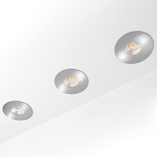 SSC-LUXon YOKU 3er Set Spot LED Einbau Bad Außen IP65 mit GU10 LED 6W neutralweiß 230V - 3x Einbauleuchte schwenkbar gebürstet