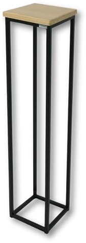 holz4home® Dekoständer aus massiv Eichenholz I Blumenständer Hellgrau Geölt I Höhe: 70 cm I Dekosäule mit Stahlrahmen I Fertig montiert und geölt