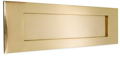 10 or 12 Victorian Solid Brass Traditional Sprung Letter Plate with Door Knocker - Polished Brass (12 x 4 Letter Plate)