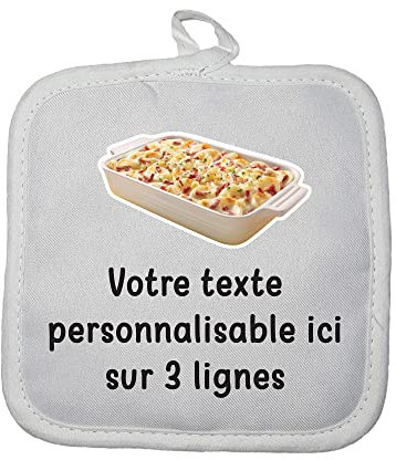 Manique Gant de Cuisine Pictogramme Tartiflette avec Texte Personnalisable