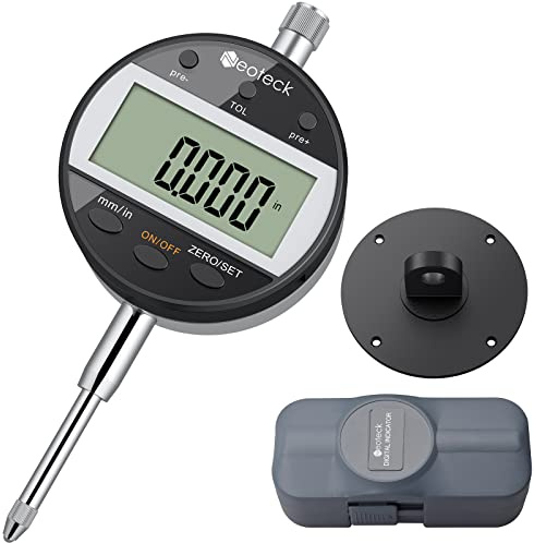 Neoteck Relojes Comparadores Indicador de Dial Digital con Función de Tolerancia 0.01mm/0.0005 Indicador de Marcación Digital 0-25.4mm/0-1 Indicador de Cuadrante Electrónico para Maquinaria