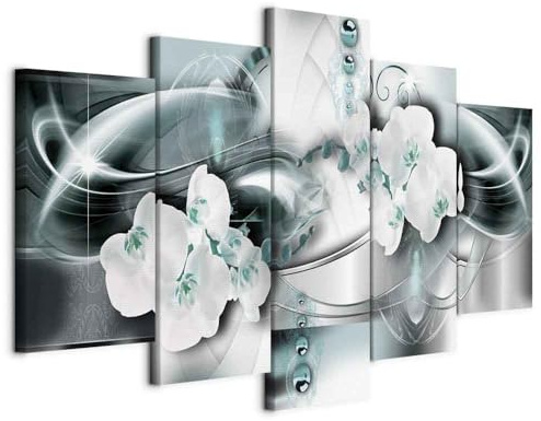 artgeist Acoustic Canvas Wall Art Flowers Orchid 80x40 in - 5pcs Picture with Acoustic Foam Sound Print Artwork Room Acoustics Soundproofing b-A-0163-b-o