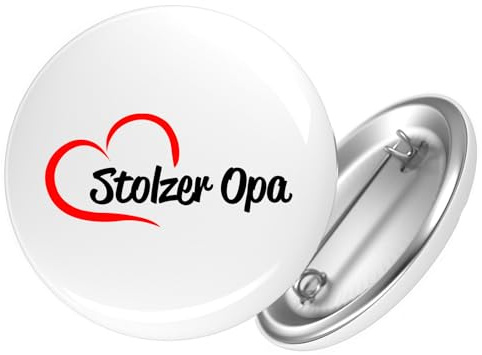 Huuraa Button Stolzer Opa Herz Geschenk | 59mm Pin Accessoire rund mit Sicherheitsnadel Ansteckbutton Accessoire Anstecknadeln für Jacken Rucksäcke