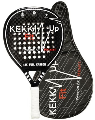 KEKKUPFIT - Raquette DE Padel - Raquette DE Padel pour Homme - Pro - Fibre DE Carbone 12K - Fibre DE Carbone 100% - Drop - ÉQUILIBRE Moyen ÉLEVÉ - Puissance MAXIMALE ET CONTRÔLE Maximal - avec ÉTUI.