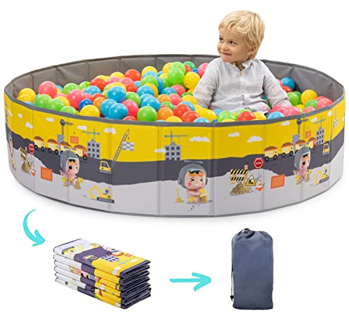 RUGUIES- Bällebad. Laufstall Baby-Bällebad Kinder. Bällchenbad Rund. Bällebäder Ohne Bälle. Ballpool Outdoor-Wasserdicht. (Bälle Nicht enthalten). (CONSTRUCTIONS, 120x30cm)
