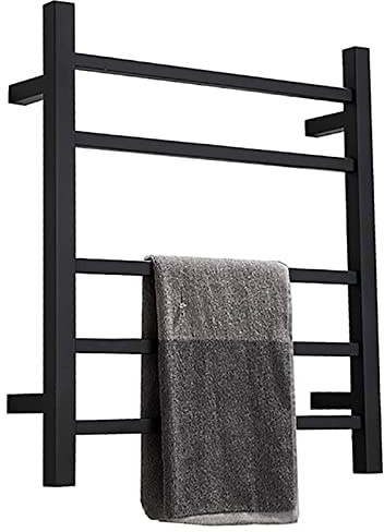 APUM Electric Towel Radiator Low Consumption Electric Towel Radiator with 5 Rectangular Bars Electric Wall-Mounted Towel Dryer Stainless Steel Towel Warmer (Hardwired)