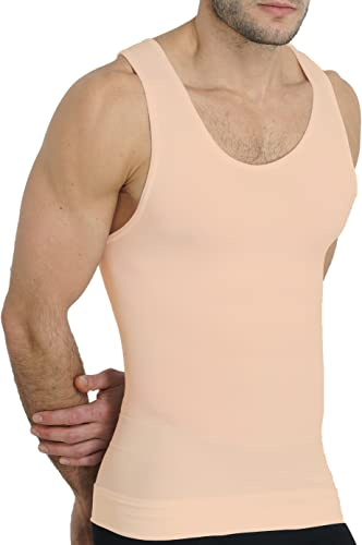 UnsichtBra Shapewear Camiseta para Hombre | Camiseta Reductora | Camiseta de Compresión/Body Shaper Camiseta Funcional | Camiseta de Compresión Adelgazante – Blanco, Beige, Negro, XXL