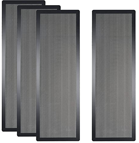 [4-pack] 360 x 120 mm PC-fodral dammnätfilter, magnetisk ram datorfläkt dammnät PC kylfilter dammtät PVC skyddsgrillar – svart