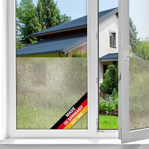 d-c-fix Premium Fensterfolie Texido 90 cm x 1,5 m statisch haftend | Statische Sichtschutzfolie mit modernem Muster für Glasflächen – selbsthaftend, blickdicht, dekorativ