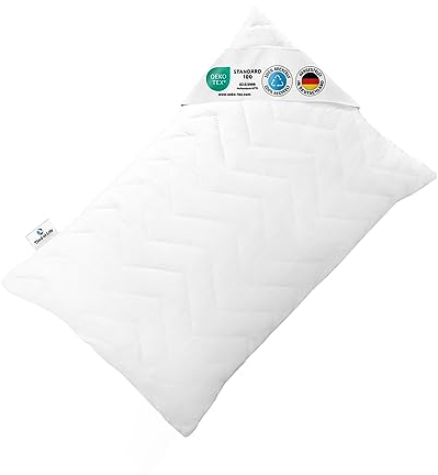 Kopfkissen 50x70 VERDA, 100% nachhaltig & orthopädisch, Schlaf-Kissen 50 x 70 aus recyceltem Material, Pillow made in Germany, Höhenverstellbar für Bauch-, Rücken-, Seitenschläfer, Allergiker geeignet