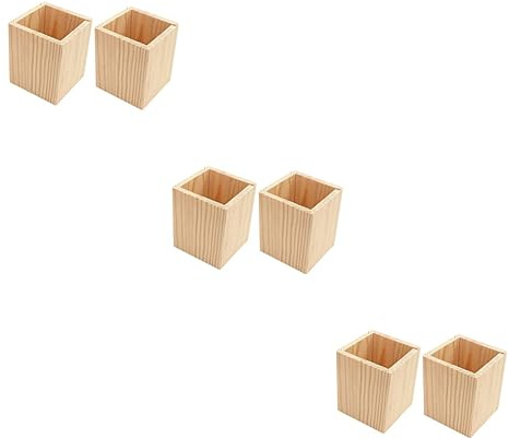 STOBOK Holz Stifthalter Geometrisch 6Er Set Schreibtisch Organizer Für Büro Zuhause Pinselhalter Und Kleinteileaufbewahrung 9.45X3.15X3.94 Zoll Kompakt
