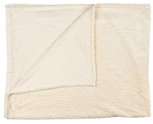 HOME DECO FACTORY Manta de Forro Polar Estampado en Relieve, Color Crema y Beis, para sofá, sofá o Cama (150 x 120 cm)