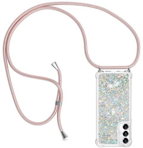 YuhooTech Handykette Hülle Kompatibel mit Samsung Galaxy A05S Handyhülle - Quicksand Glitzer Hülle mit Band - Silikon Handyhülle mit Kordel Umhängenband - Schnur mit Treibsand Case zum Umhängen