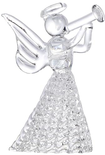 Cabilock Kristall-Kerzenhalter Im Europäischen Stil Piper-Engel-Statue Aus Glas Als Dekorative Glasskulptur Für Wohnzimmer Schreibtisch Restaurant Und Festliche Anlässe 8.50 X 6.00 X 4.50 cm