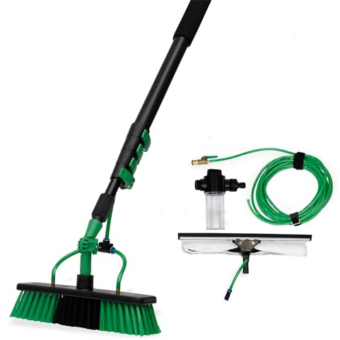 Hammersmith AquaClean Deluxe - Besen mit Wasseranschluss - Waschbürste inkl. 4,6m Teleskopstiel - Wasserbesen - Fenster & Photovoltaik Reiniger