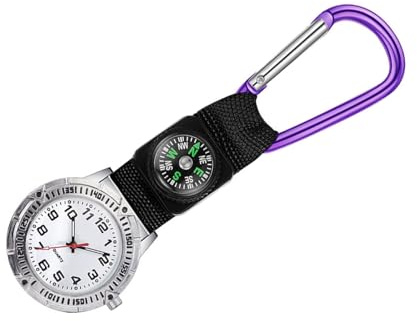 Holibanna Taschenuhr Mit Karabinerhaken Und Kompass Clip-on-Uhr Für Outdoor-aktivitäten Und Arbeitskleidung Lesbar Im Dunkeln