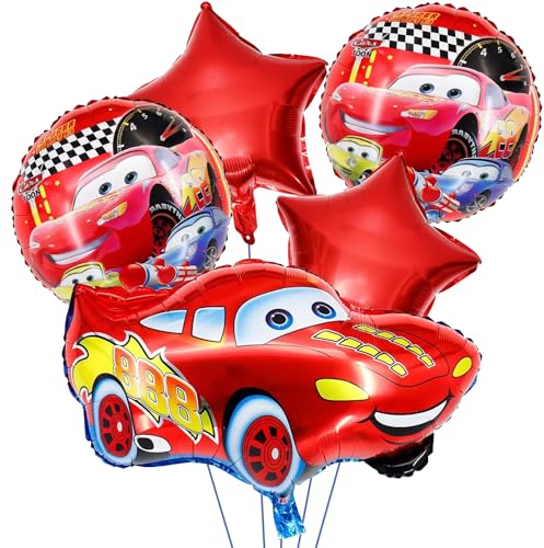 Cars Geburtstagsdeko, Cars Deko, Folienballon Cars, Auto Folienballons 5 Pcs, PQKL-party Cars Geburtstagsdekorationen, Cars Deko Geburtstag Auto, für Kinder Jungen Geburtstag Party