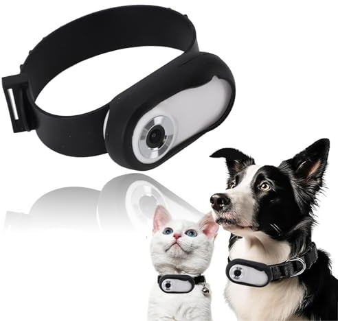 Dpofirs HD 1080P Hunde-Tracker-Halsband, Small-Körperkamera für Drinnen und Draußen, Kabelloses Halsband, Haustierkamera für Hunde, Fahrräder, Katzenhalsbänder, Kamera,